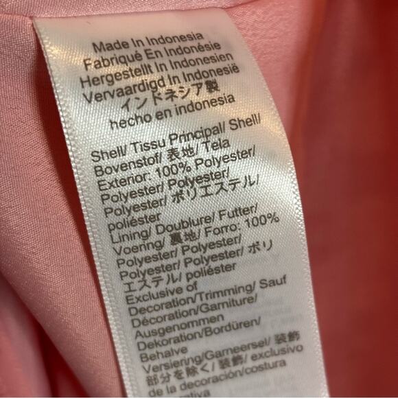 J. Crew Factory Clip Dot Smocked Ruffle Neck Pink M - Picture 9 of 11